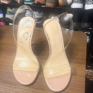 Nine West Pink Clear-Strap High Heel Sandals